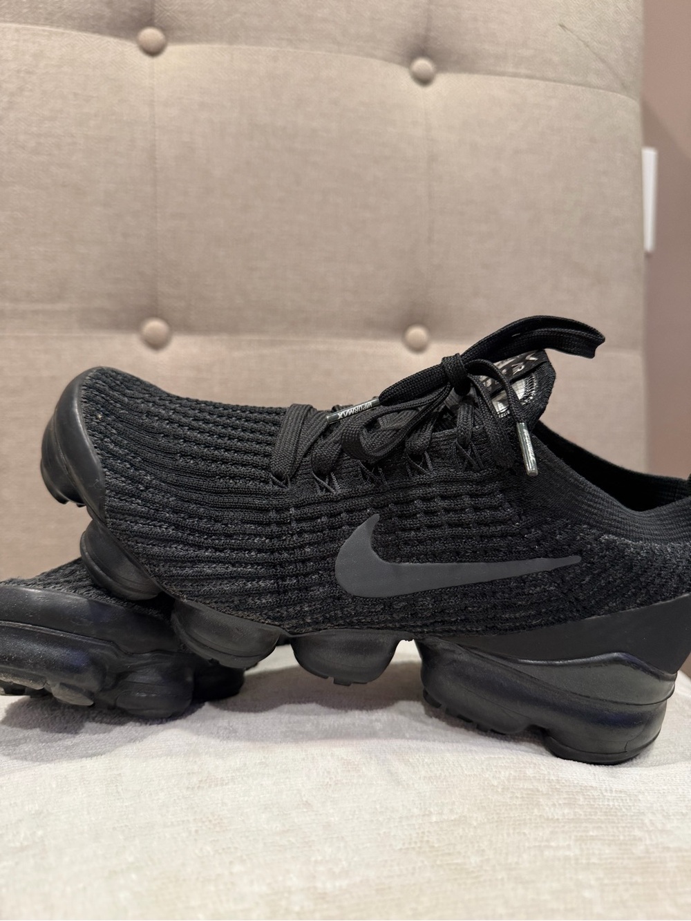 Nike Men’s Black Knit VaporMax-Style Athletic Shoes